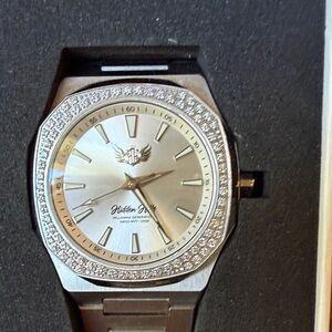 Silver Watch with Crystal Accents